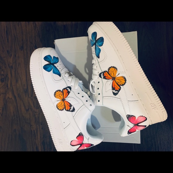 black air forces with butterflies